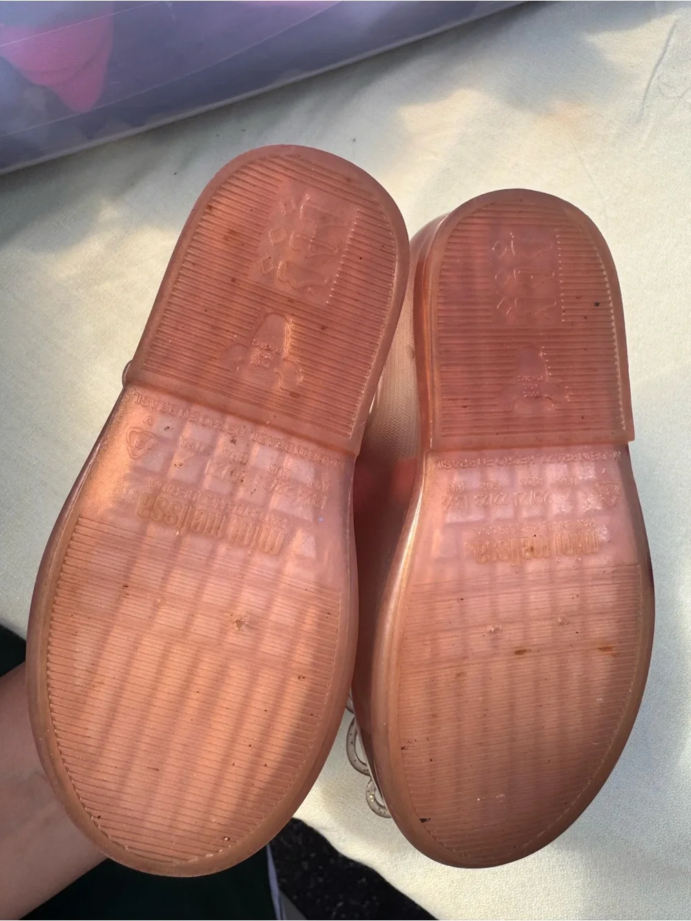 Mini Melissa Rose Pink Jelly Mary Janes with Silver Butterfly Accent